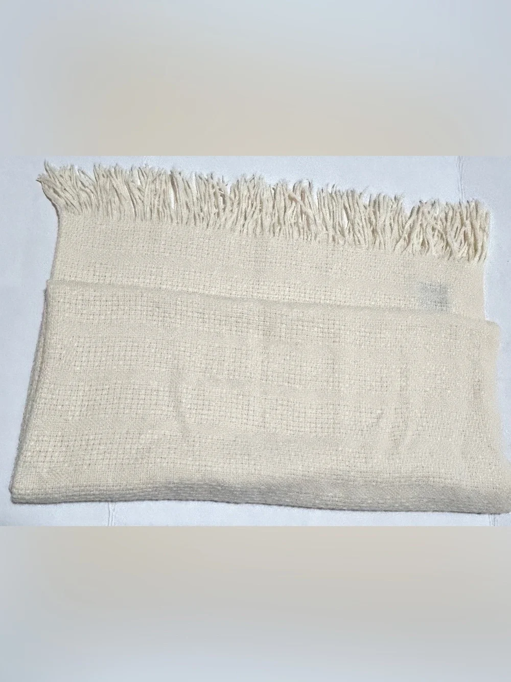 Faribault Cream Wool-Blend Throw Blanket